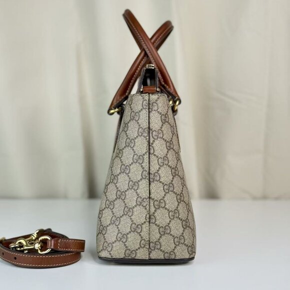 Gucci GG Logo Supreme Shoulder Bag Crossbody Beige & Brown Canvas - Picture 2 of 10